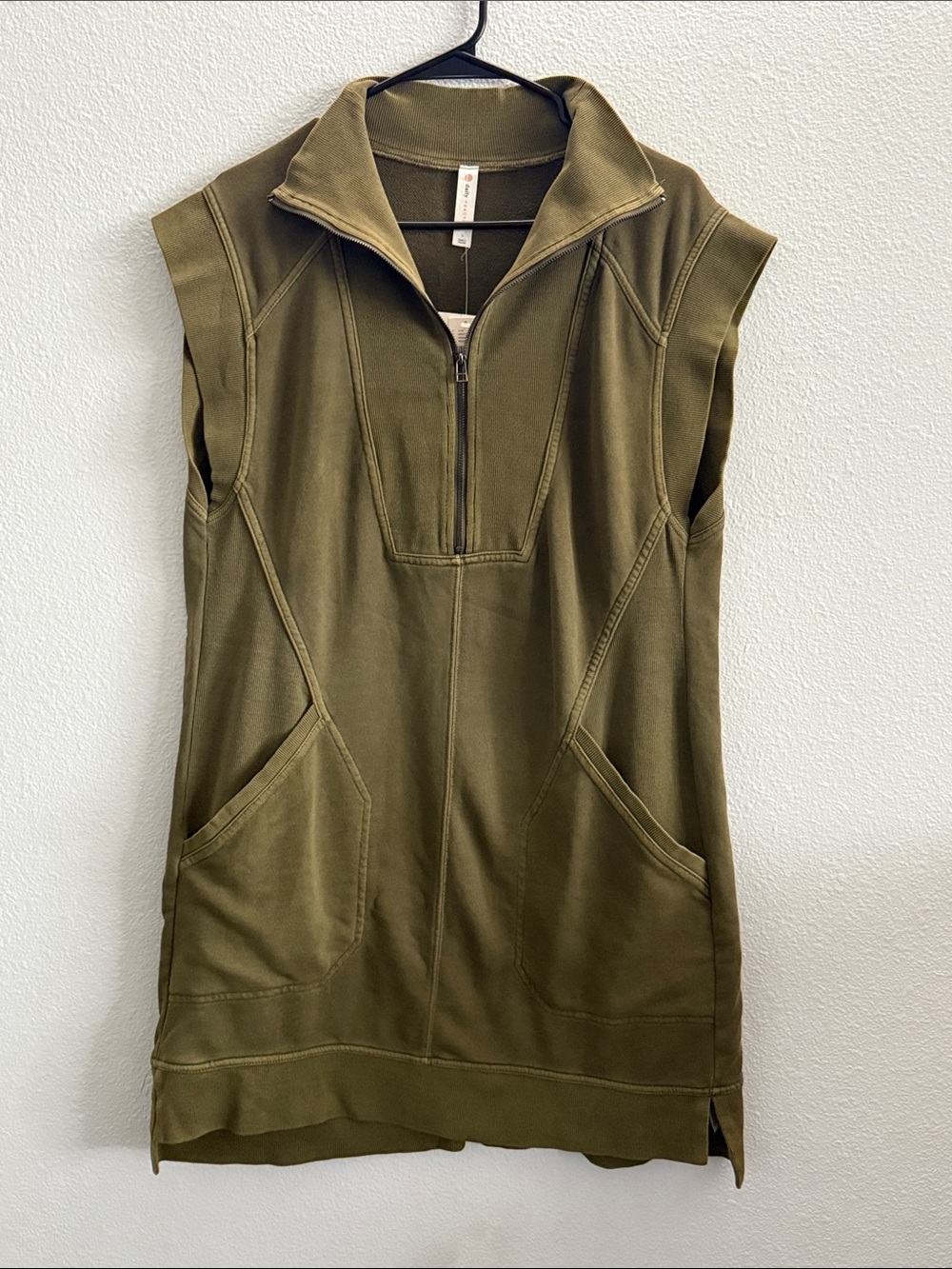 Daily Practice by Anthropologie Moss Green Utility Zip-Up Tunic Vest Size L NWT